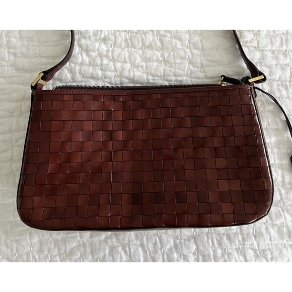 Aigner Woven Brown Leather Shoulder Bag EUC - Picture 1 of 10